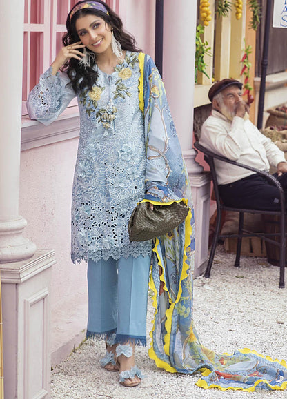 ZN713-SUMMER MUSHQ 3PC EMBROIDERED LAWN SUIT WITH PRINTED SILK DUPATTA