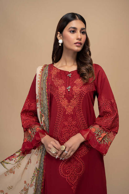 ZN795-SUMMER 3PC Lawn Embroidered Shirt With Printed Monar Dupatta