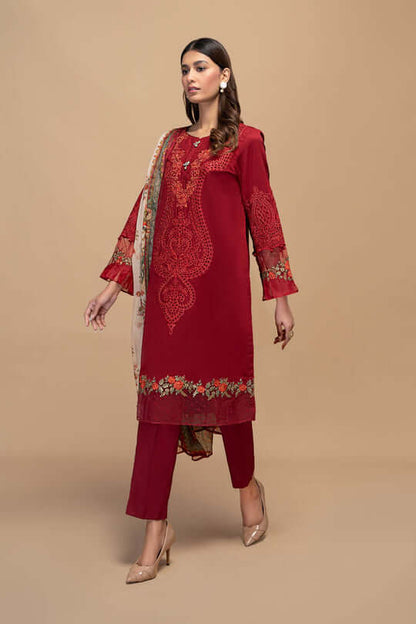 ZN795-SUMMER 3PC Lawn Embroidered Shirt With Printed Monar Dupatta