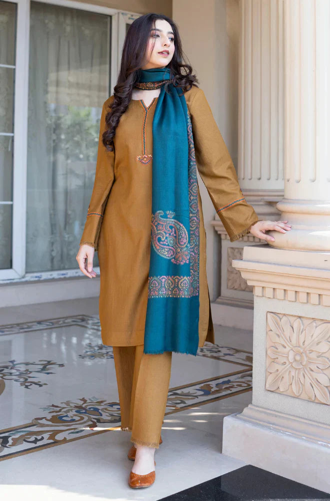 zn 1201    Asling - Winter 3PC Dhanak Embroidered Suit -