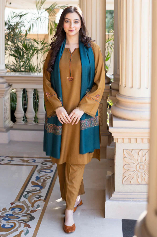 zn1201    Asling - Winter 3PC Dhanak Embroidered Suit -