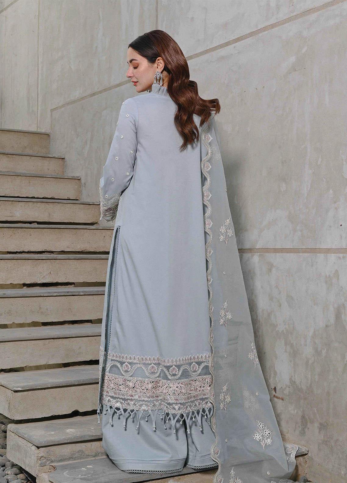 ZN1037 - QALAMKAR 3PC Lawn Embroidered Suit