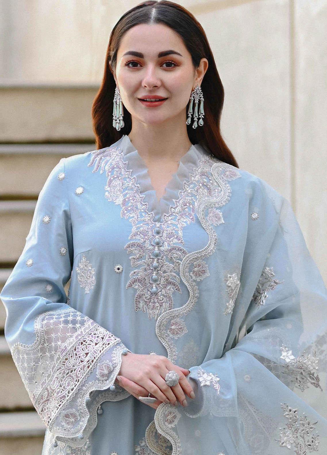 ZN1037 - QALAMKAR 3PC Lawn Embroidered Suit