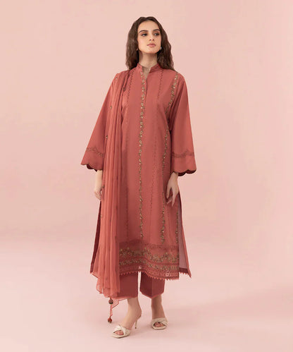 ZN731-SUMMER 3PC Lawn Embroidered Shirt With Chiffon Embroidered Dupatta