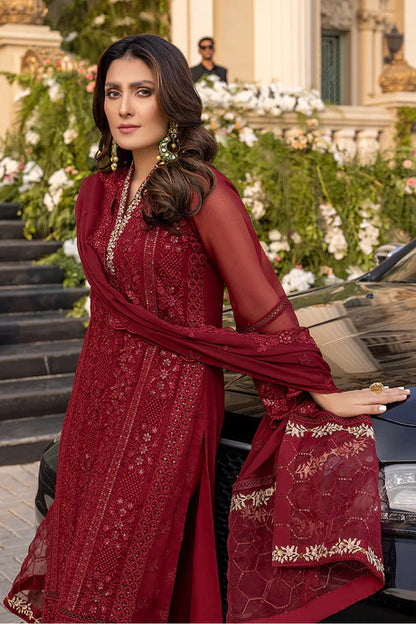 ZN733-SUMMER 3 Piece Unstitched Heavy Embroidered Lawn Suit With Heavy Embroidered Chiffon Dupatta