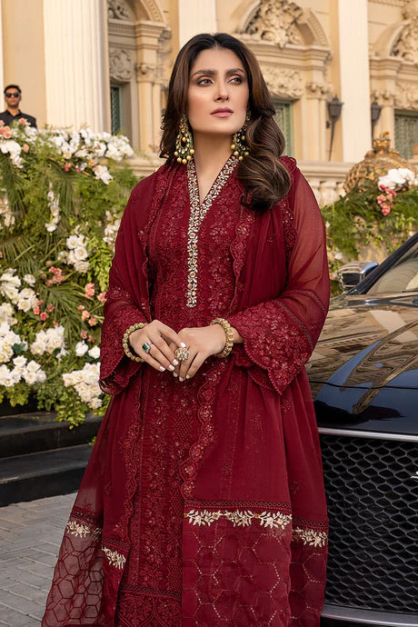 ZN733-SUMMER 3 Piece Unstitched Heavy Embroidered Lawn Suit With Heavy Embroidered Chiffon Dupatta