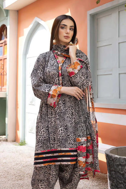 ZN706-SUMMER 3Pc Digital Printed Lawn Shirt With Printed Lawn Trouser and Daimond Dupatta