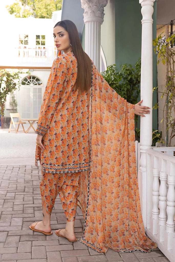ZN705-SUMMER 3Pc Digital Printed Lawn Shirt With Printed Lawn Trouser and Daimond Dupatta