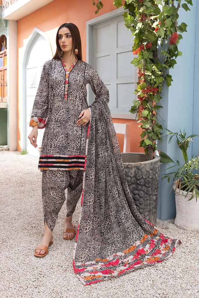 ZN706-SUMMER 3Pc Digital Printed Lawn Shirt With Printed Lawn Trouser and Daimond Dupatta