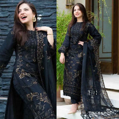 ZN005 - NISA - 3PC Lawn Embroidered Shirt With Chiffon Embroidered Dupatta - ZoniyaClothing