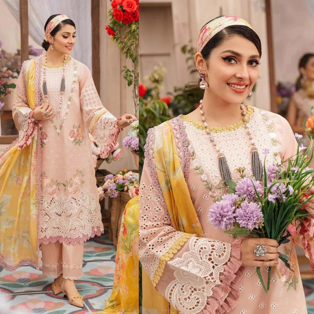 ZN079 - MUSHQ 3PC EMBROIDERED LAWN SUIT WITH PRINTED SILK DUPATTA - ZoniyaClothing