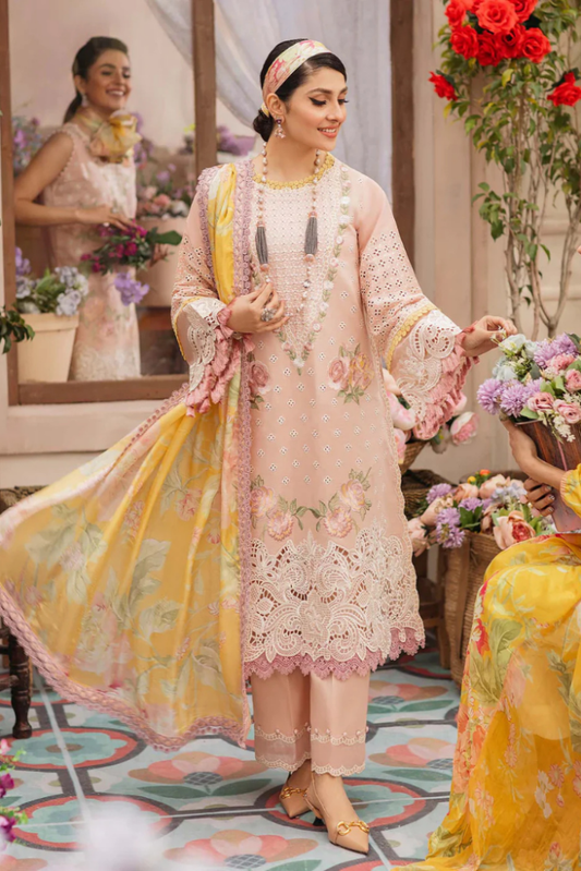 ZN079 - MUSHQ 3PC EMBROIDERED LAWN SUIT WITH PRINTED SILK DUPATTA - ZoniyaClothing