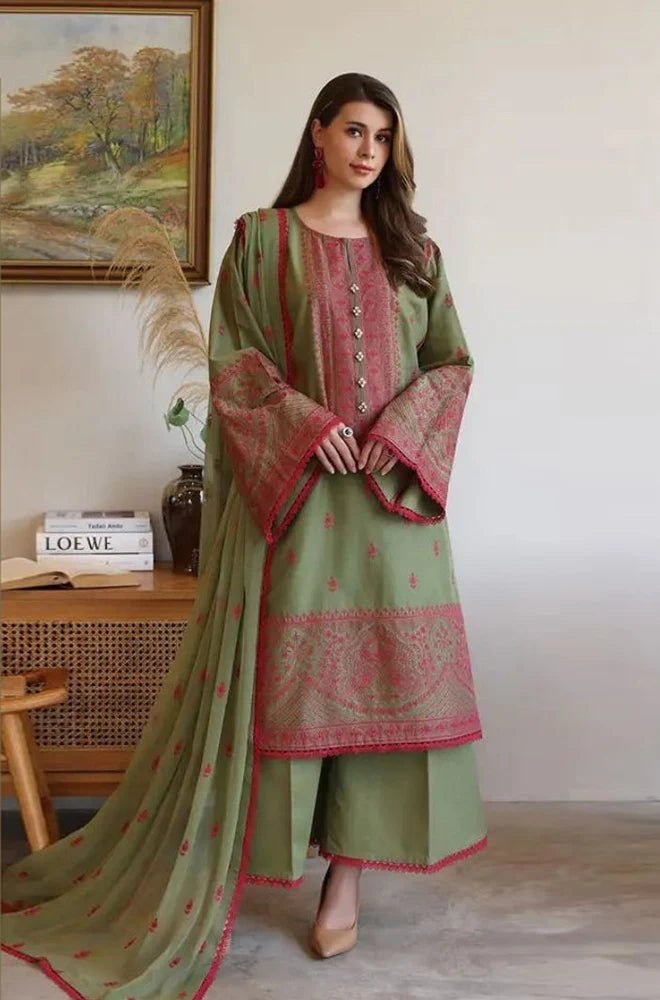 ZN1002 - Bareeze 3 Piece Embroidered Lawn Suit - ZoniyaClothing