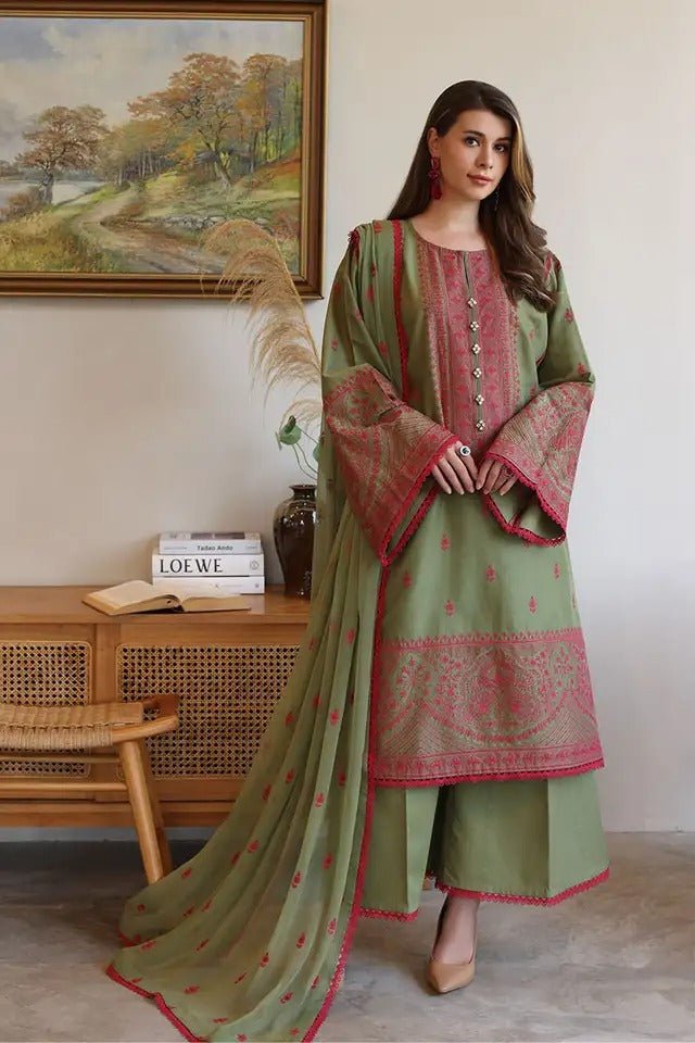 ZN1002 - Bareeze 3 Piece Embroidered Lawn Suit - ZoniyaClothing