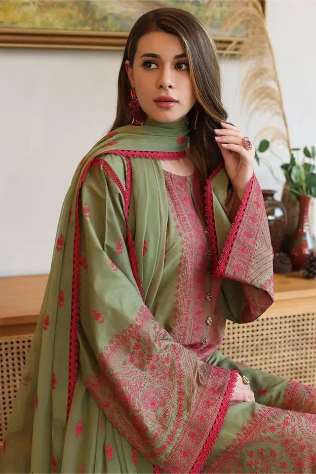 ZN1002 - Bareeze 3 Piece Embroidered Lawn Suit - ZoniyaClothing
