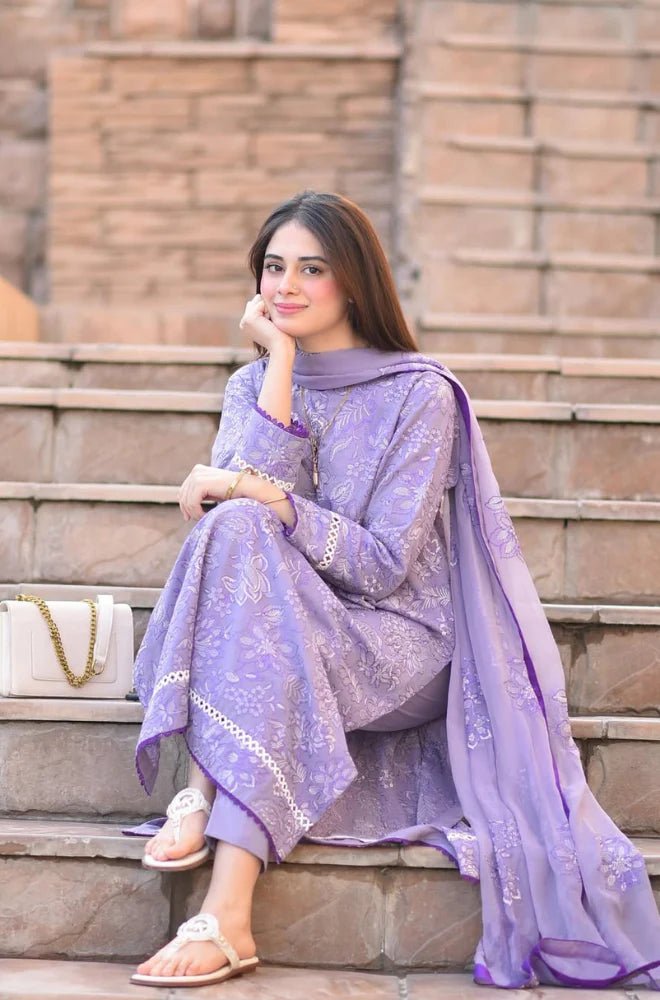 ZN1020 - Breeze 3PC Lawn Embroidered Suit - ZoniyaClothing