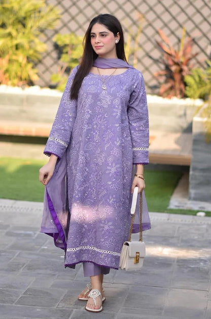 ZN1020 - Breeze 3PC Lawn Embroidered Suit - ZoniyaClothing