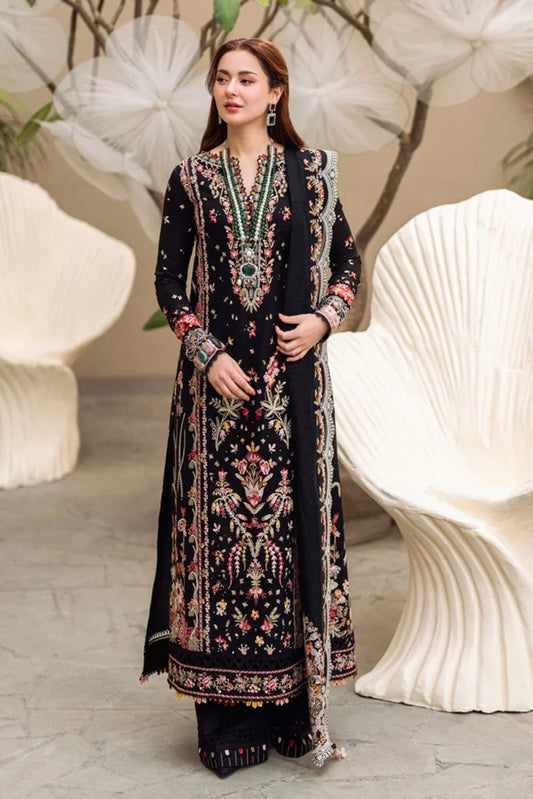 ZN1033 - Qalamkar - 3PC Lawn Embroidered Shirt with Embroidered organza Dupatta - ZoniyaClothing