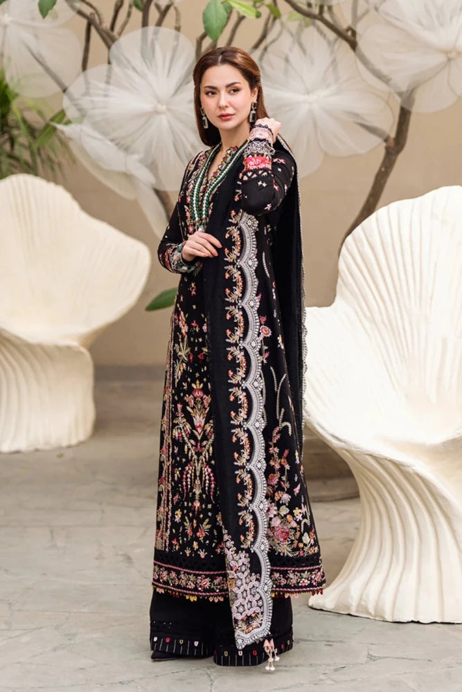 ZN1033 - Qalamkar - 3PC Lawn Embroidered Shirt with Embroidered organza Dupatta - ZoniyaClothing