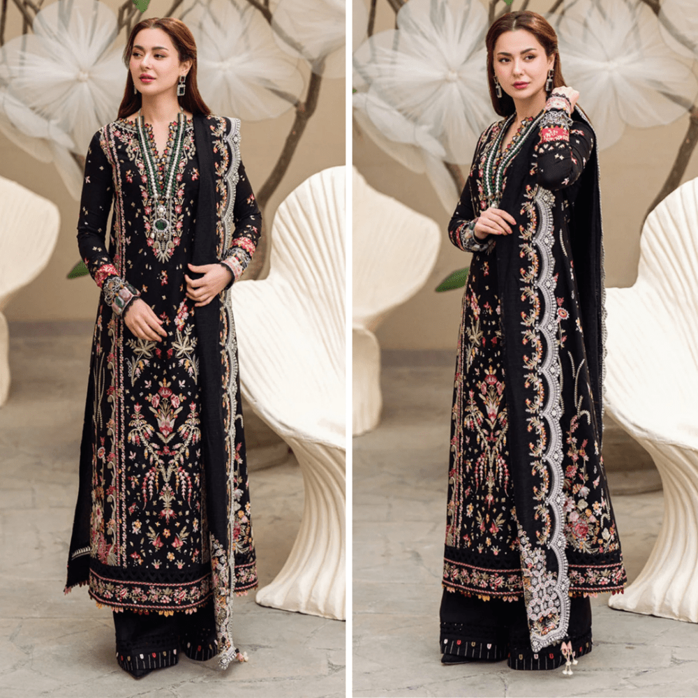 ZN1033 - Qalamkar - 3PC Lawn Embroidered Shirt with Embroidered organza Dupatta - ZoniyaClothing