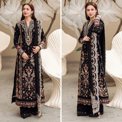 ZN1033 - Qalamkar - 3PC Lawn Embroidered Shirt with Embroidered organza Dupatta - ZoniyaClothing