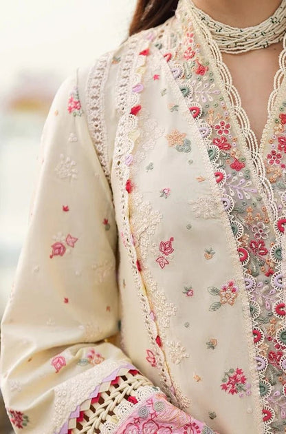 ZN1052 - Qalamkaar 3PC Unstitched Lawn Embroidered Chicken Kari - ZoniyaClothing