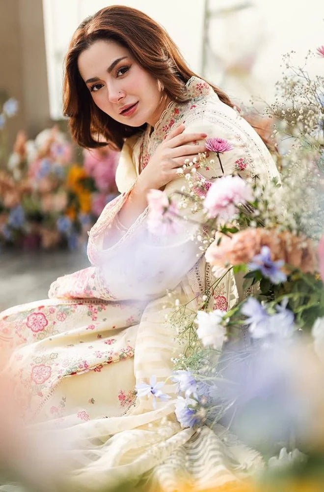 ZN1052 - Qalamkaar 3PC Unstitched Lawn Embroidered Chicken Kari - ZoniyaClothing