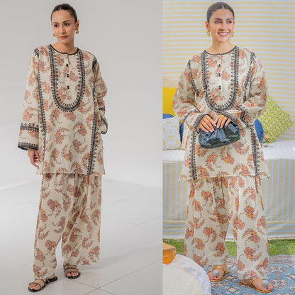 ZN1070 - 2Pc SUMMER Digital Printed SWISS Lawn Shirt With Printed SWISS Lawn Trouser - ZoniyaClothing
