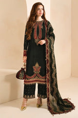 ZN1104 - Winter Jazmin Velvet Embroidered with Printed organza duppatta Winter Collection - ZoniyaClothing