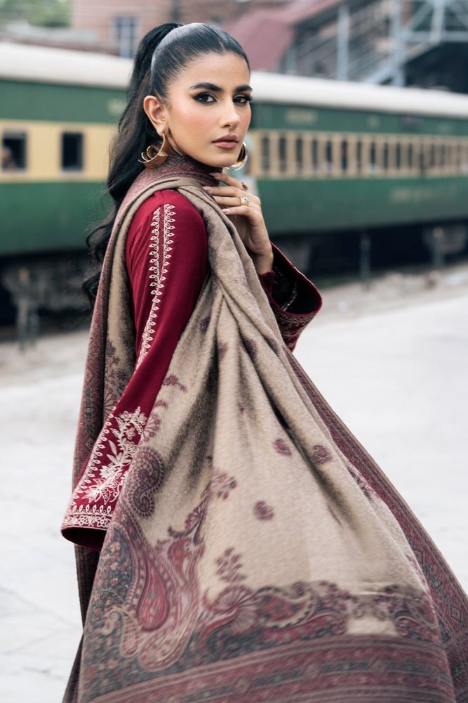 ZN1108 - Winter Jazmin 3PC Dhanak Embroidered Suit - ZoniyaClothing