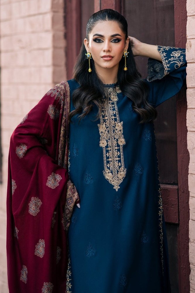 ZN1109 - Winter Jazmin 3PC Dhanak Embroidered Suit - ZoniyaClothing