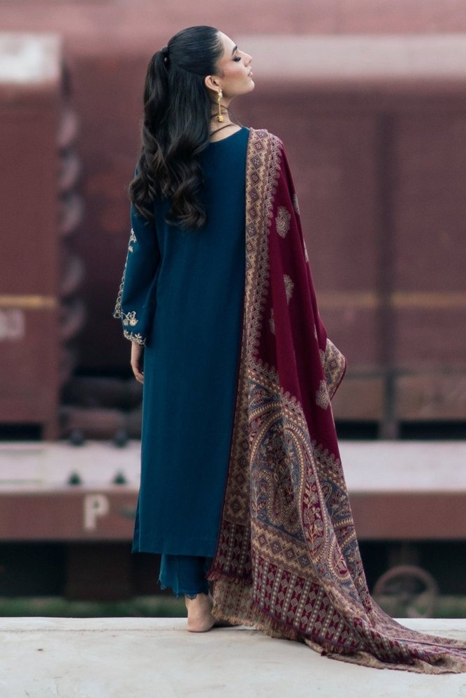 ZN1109 - Winter Jazmin 3PC Dhanak Embroidered Suit - ZoniyaClothing