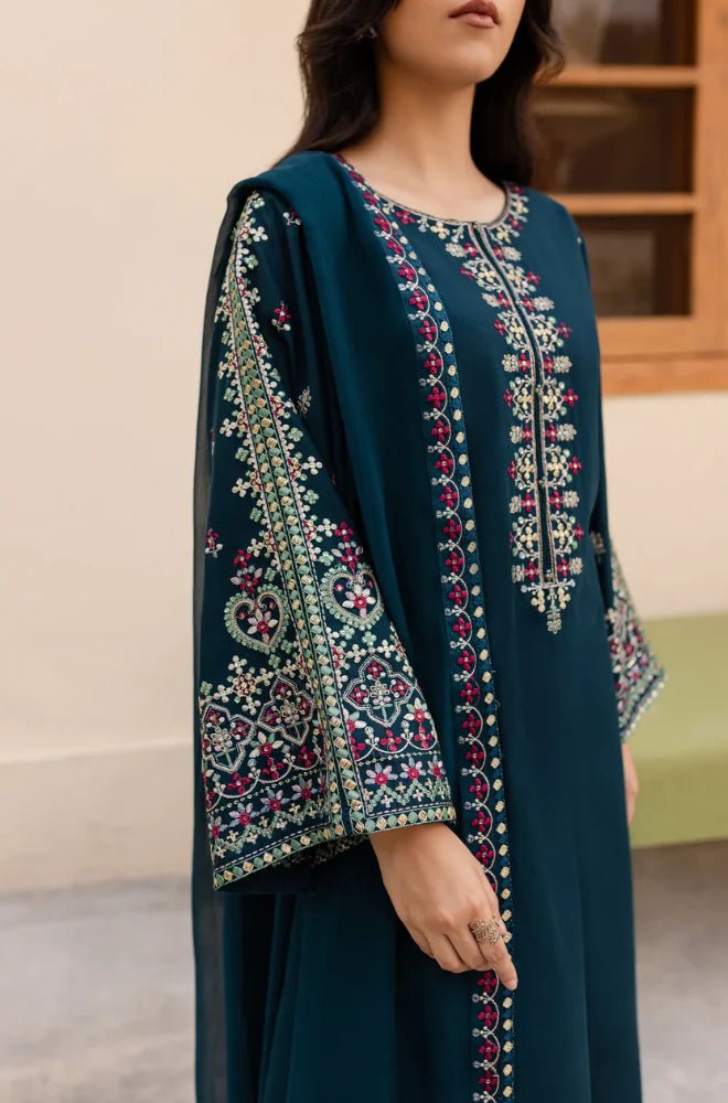 ZN111 - Sapphire 3PC Lawn Embroidered Suit - ZoniyaClothing