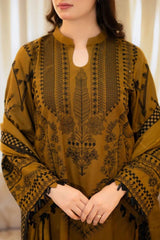 ZN1110 - WINTER LIBAAS 3 - Pc Embroidered Dhanak Suit with Heavy Embroidered Dhanak Shawll - ZoniyaClothing