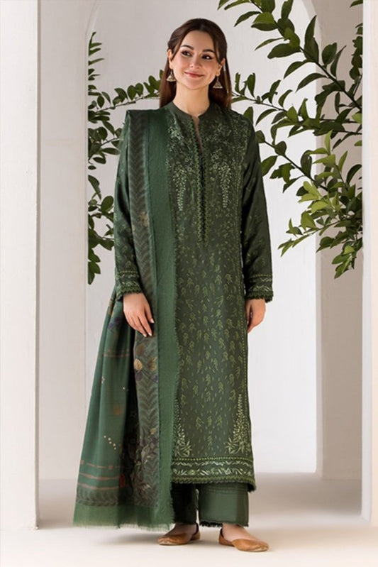 ZN1122 - winter SOBIA NAZIR - 3PC DHANAK EMBROIDERED SHIRT WITH WOOL PRINT SHAWL - ZoniyaClothing
