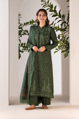 ZN1122 - winter SOBIA NAZIR - 3PC DHANAK EMBROIDERED SHIRT WITH WOOL PRINT SHAWL - ZoniyaClothing