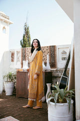 ZN1124 - 3PC DHANAK EMBROIDERED SHIRT WITH DHANAK EMBROIDERED SHAWL - ZoniyaClothing