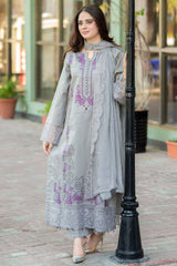ZN1126 - LIBAAS - 3PC DHANAK EMBROIDERED SHIRT WITH CHIFFON EMBROIDERED DUPATTA - ZoniyaClothing