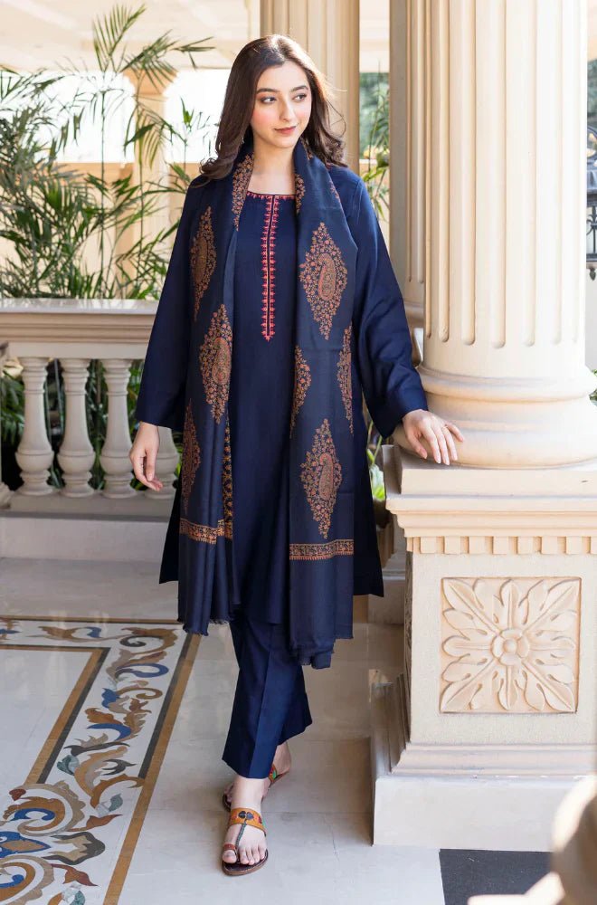 Zn1202 Asling - Winter 3PC Dhanak Embroidered Suit - ZoniyaClothing