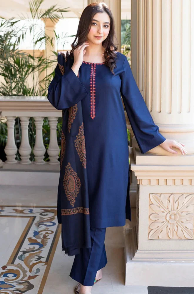 Zn1202    Asling - Winter 3PC Dhanak Embroidered Suit -