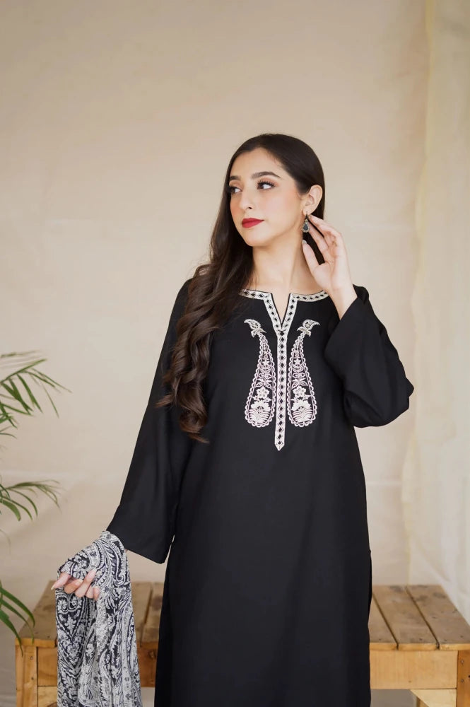 Zn1204 Asling - Winter 3PC Dhanak Embroidered Suit - ZoniyaClothing