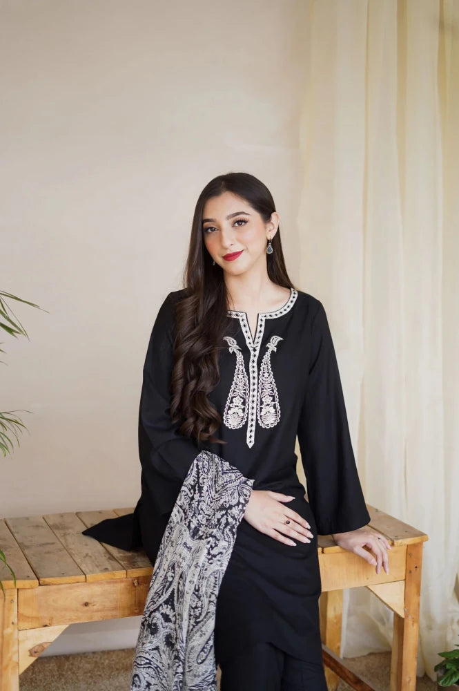Zn1204 Asling - Winter 3PC Dhanak Embroidered Suit - ZoniyaClothing