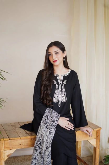 Zn1204 Asling - Winter 3PC Dhanak Embroidered Suit - ZoniyaClothing