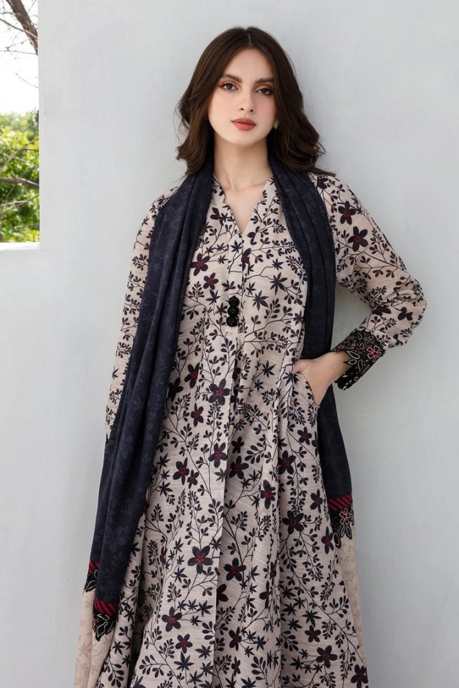 ZN1218 - Winter 3PC Dhanak all over Printed Suit - ZoniyaClothing