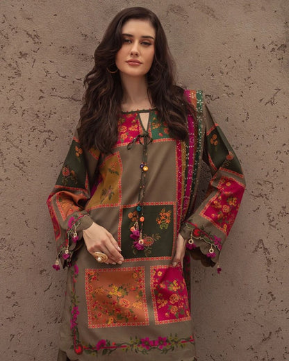 ZN1223 - Charizma - Winter 3PC Karandi Digital Print Dress - ZoniyaClothing