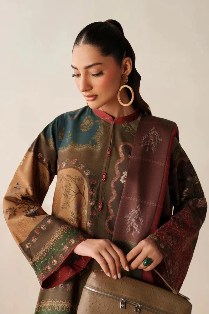 ZN1225 Charizma - Winter 3PC Karandi Digital Print Dress - ZoniyaClothing