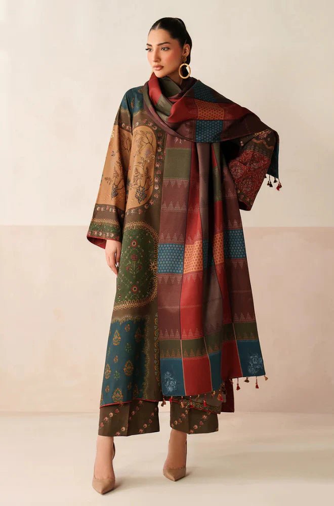 ZN1225 Charizma - Winter 3PC Karandi Digital Print Dress - ZoniyaClothing