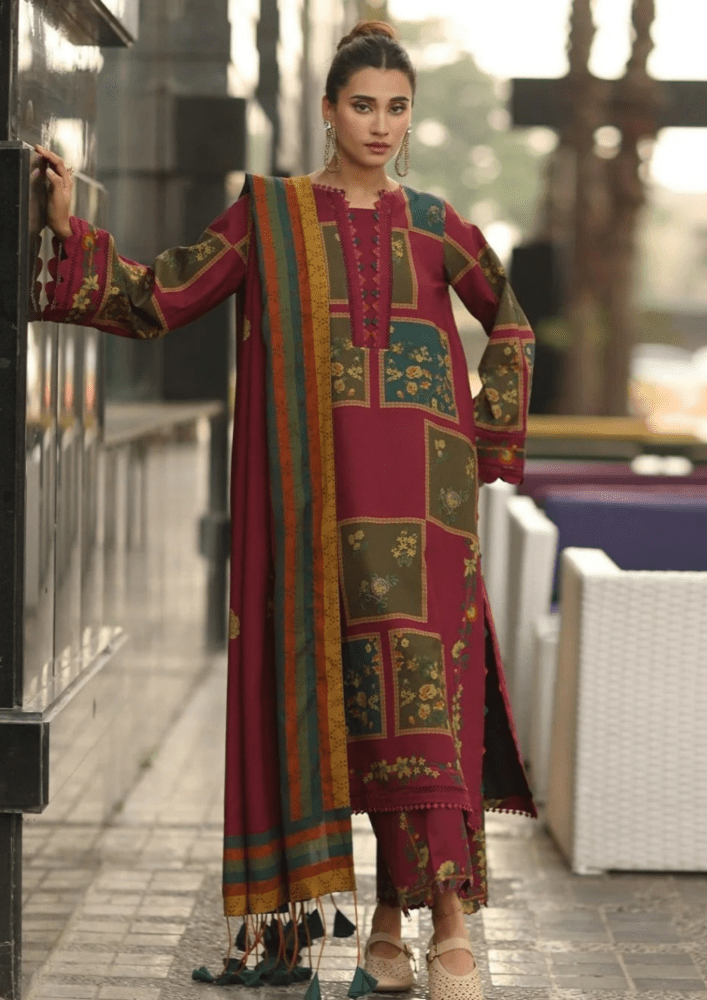 ZN1232 Winter 3PC Karandi Digital Print Dress - ZoniyaClothing