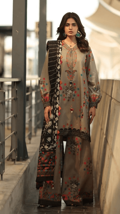 ZN1233 Winter 3PC Karandi Digital Print Dress - ZoniyaClothing