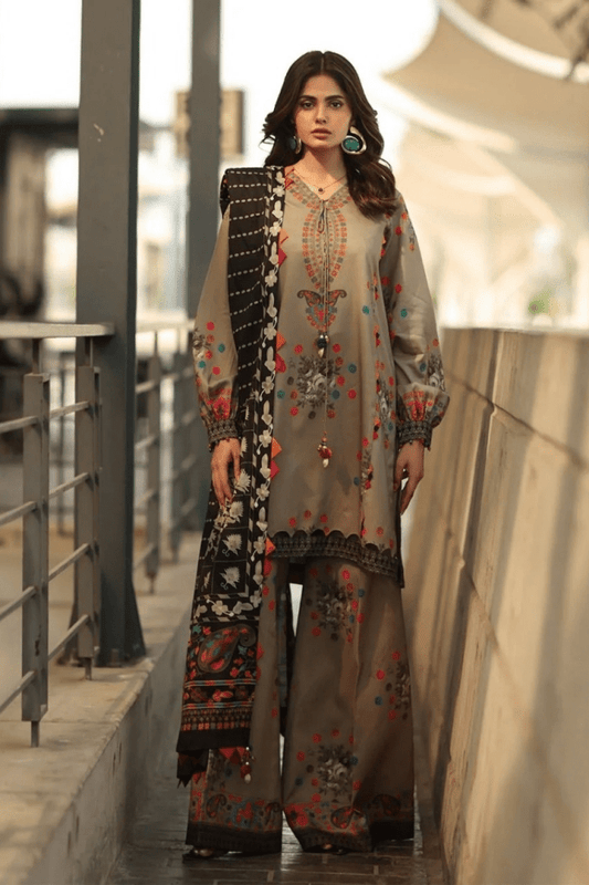 ZN1233 Winter 3PC Karandi Digital Print Dress - ZoniyaClothing